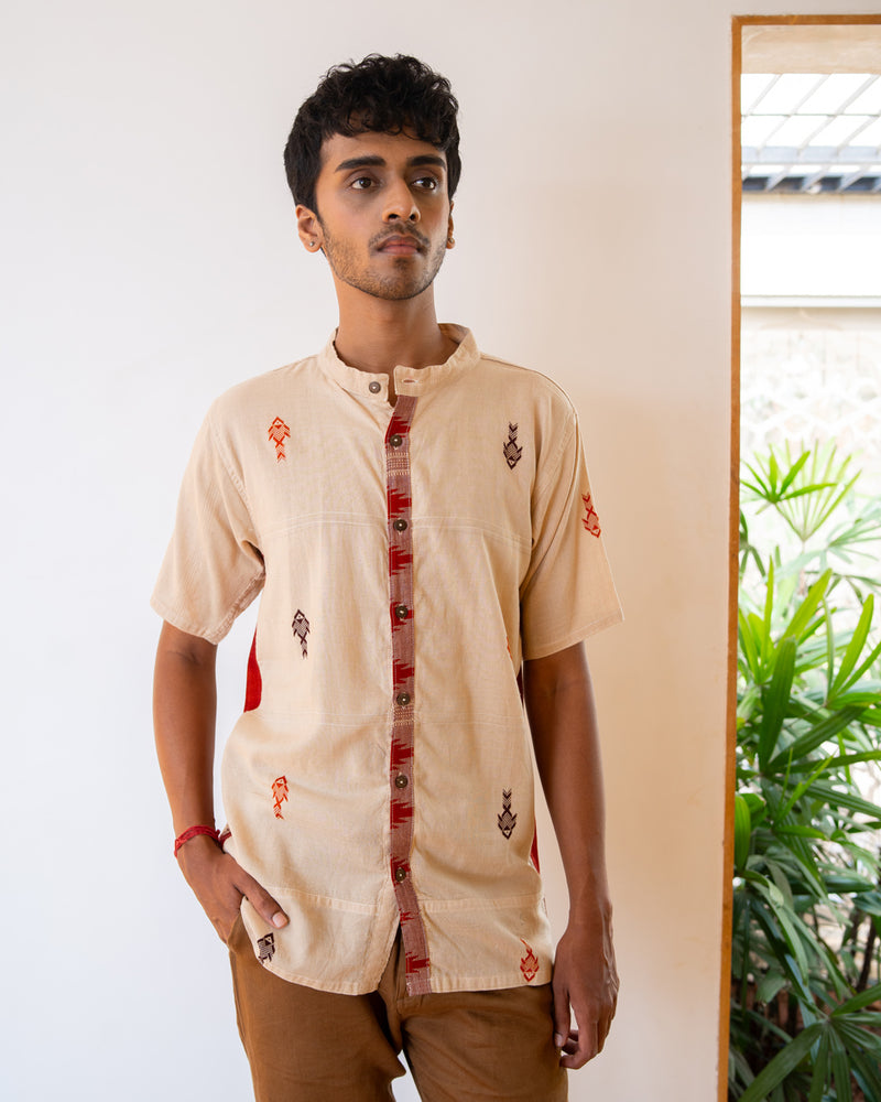 Chilika Red Statement Shirt | Kotpad Weave