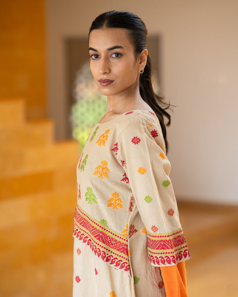 Khorisa Khadi Tunic Dress | Round Neck