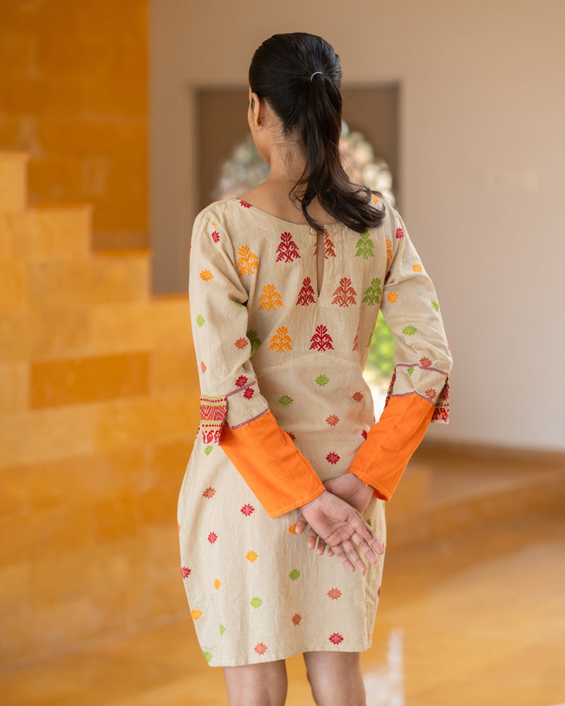 Khorisa Khadi Tunic Dress | Round Neck