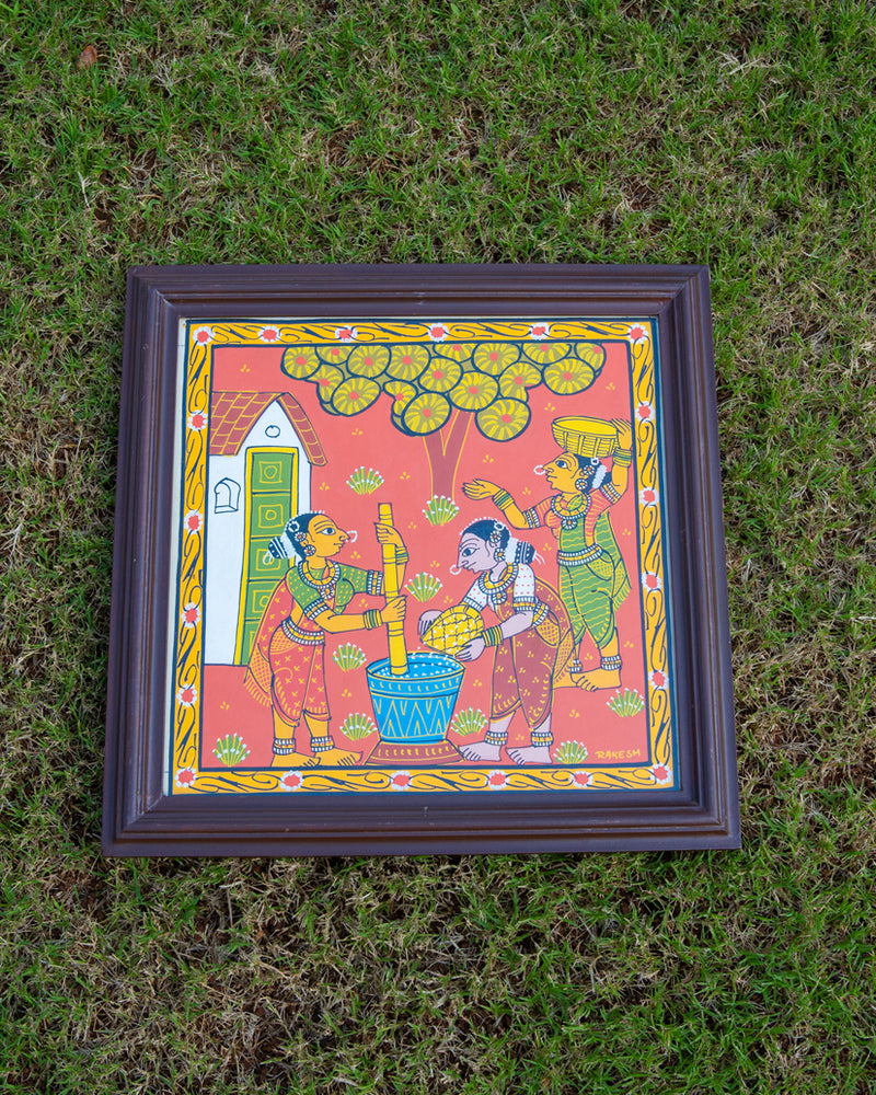 Mahila Hand-Painted Wall Art | Wooden Frame