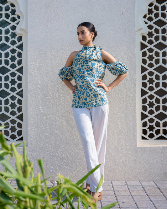 Neela Bow Tie Top for Women | Batik Print